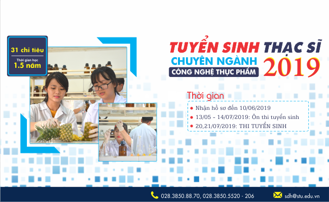 Thông báo tuyển sinh đào tạo trình độ thạc sĩ năm 2019 ngành Công nghệ Thực phẩm
