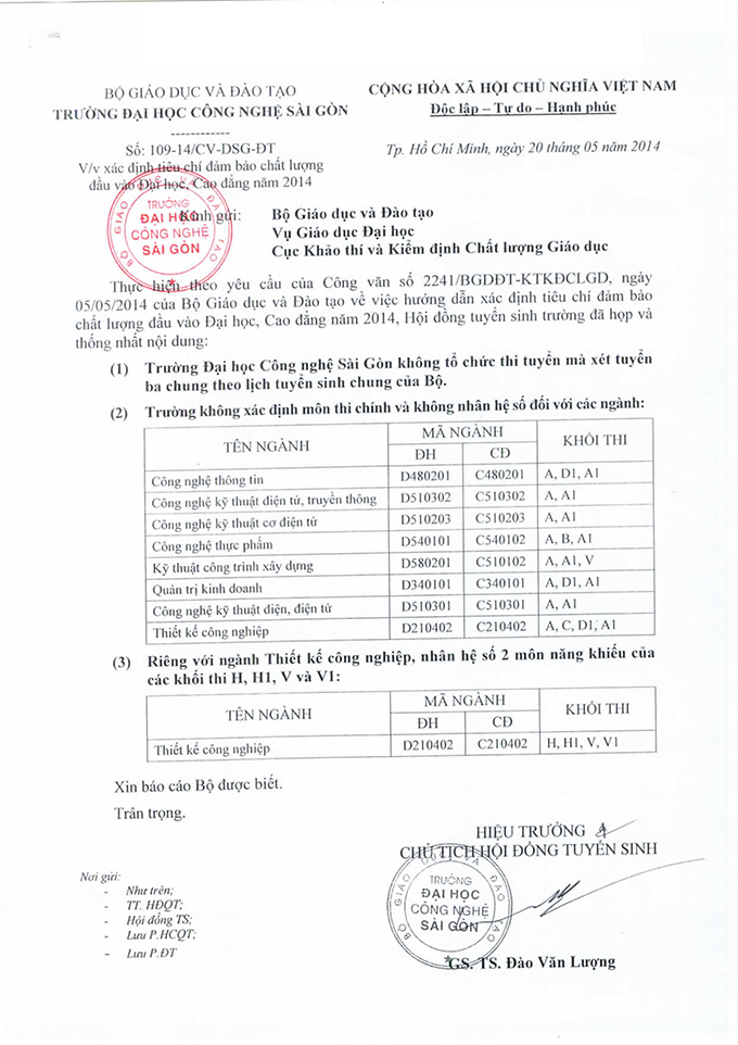 Công văn xác định tiêu chí đảm bảo chất lượng đầu vào Đại học, Cao đẳng năm 2014 Công văn xác định tiêu chí đảm bảo chất lượng đầu vào Đại học, Cao đẳng năm 2014
