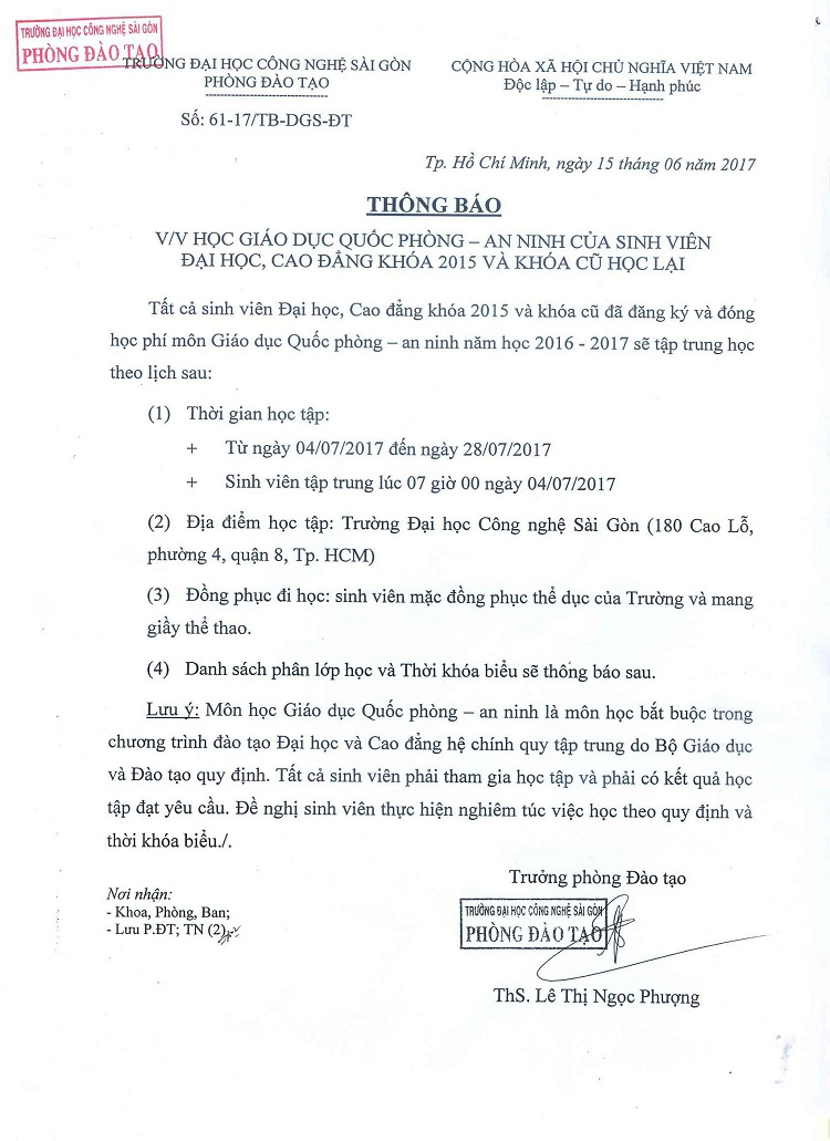 Thông báo về việc học giáo dục Quốc phòng- An ninh của sinh viên Đại học- Cao đẳng khóa 2015 và khóa cũ học lại Thông báo về việc học giáo dục Quốc phòng- An ninh của sinh viên Đại học- Cao đẳng khóa 2015 và khóa cũ học lại
