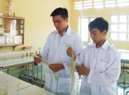 Học sinh An Lạc Thôn làm bao bì từ... lá dứa Học sinh An Lạc Thôn làm bao bì từ... lá dứa